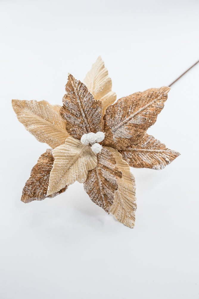 Artificial Natural Frosted Poinsettia Stem - 20" - Greenery MarketArtificial Flowers253379