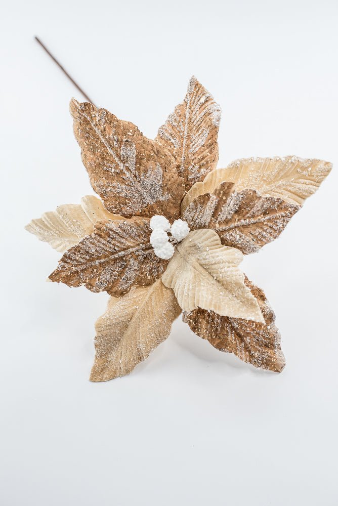 Artificial Natural Frosted Poinsettia Stem - 20" - Greenery MarketArtificial Flowers253379