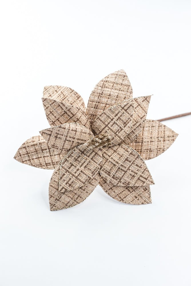 Artificial Natural Plaid Poinsettia Stem - 20" - Greenery MarketArtificial Flowers278101