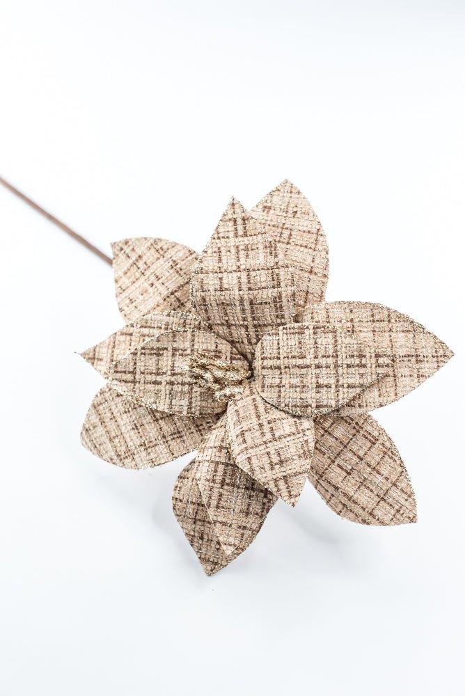 Artificial Natural Plaid Poinsettia Stem - 20" - Greenery MarketArtificial Flowers278101