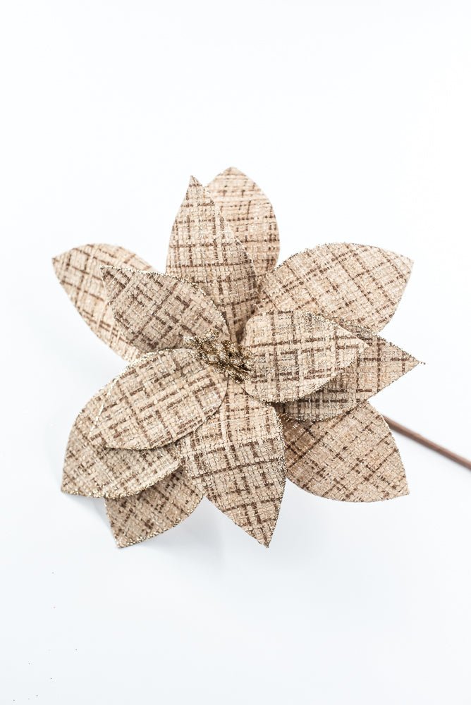Artificial Natural Plaid Poinsettia Stem - 20" - Greenery MarketArtificial Flowers278101