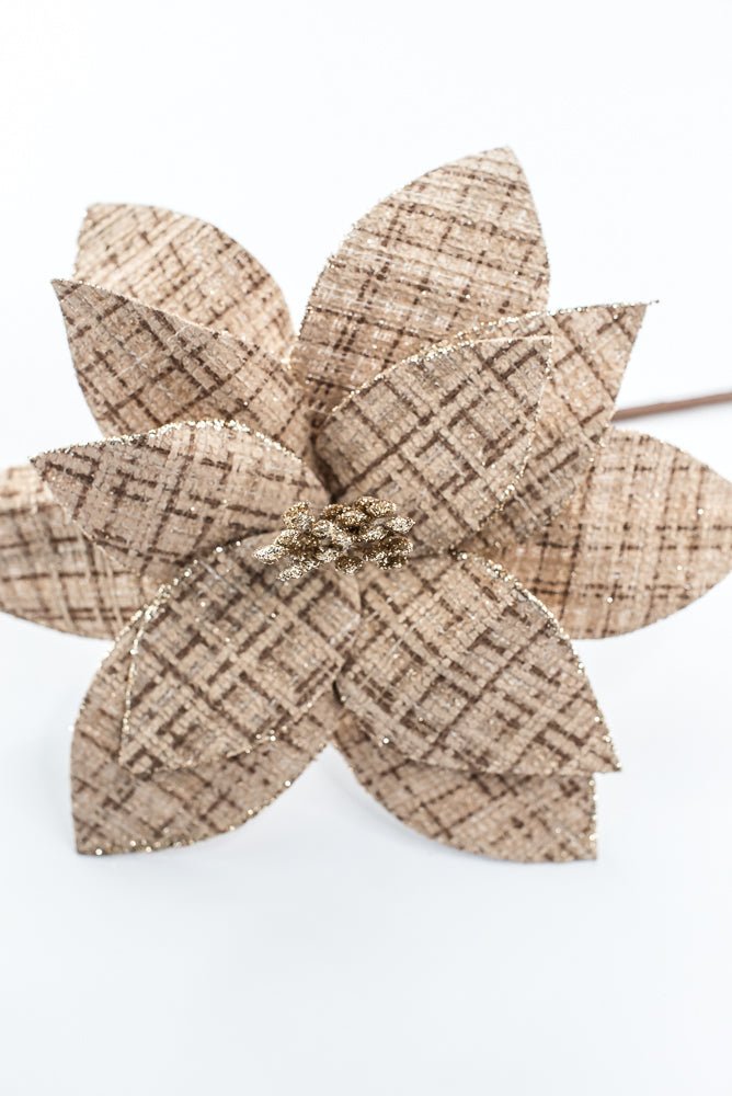 Artificial Natural Plaid Poinsettia Stem - 20" - Greenery MarketArtificial Flowers278101