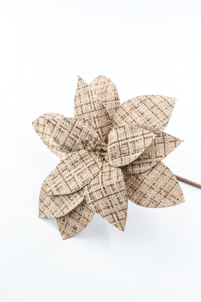 Artificial Natural Plaid Poinsettia Stem - 20" - Greenery MarketArtificial Flowers278101