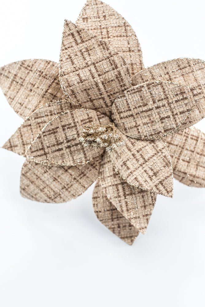 Artificial Natural Plaid Poinsettia Stem - 20" - Greenery MarketArtificial Flowers278101