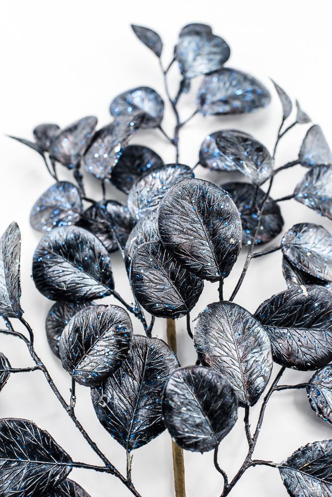 Artificial Navy Midnight Metallic Leaf Spray - 26" - Greenery MarketArtificial Flowers235697