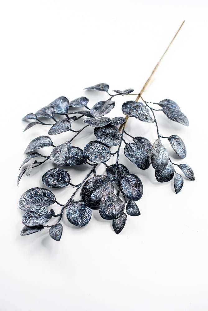 Artificial Navy Midnight Metallic Leaf Spray - 26" - Greenery MarketArtificial Flowers235697