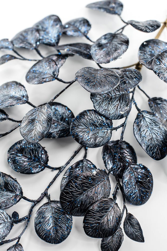 Artificial Navy Midnight Metallic Leaf Spray - 26" - Greenery MarketArtificial Flowers235697
