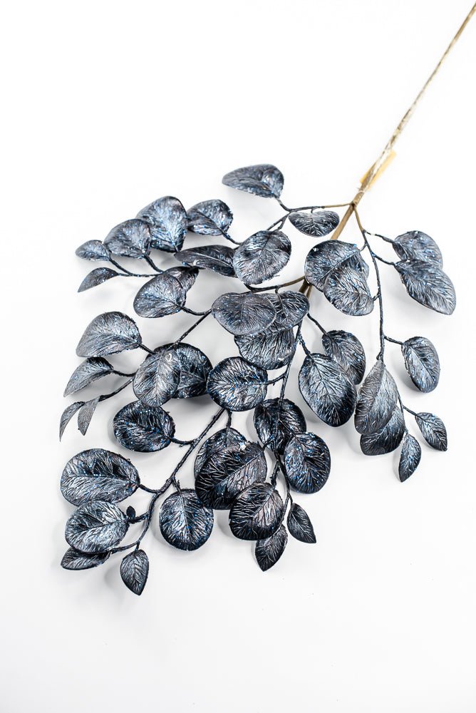 Artificial Navy Midnight Metallic Leaf Spray - 26" - Greenery MarketArtificial Flowers235697