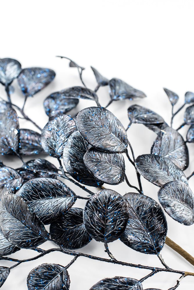 Artificial Navy Midnight Metallic Leaf Spray - 26" - Greenery MarketArtificial Flowers235697