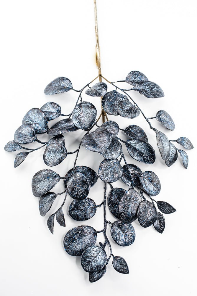 Artificial Navy Midnight Metallic Leaf Spray - 26" - Greenery MarketArtificial Flowers235697