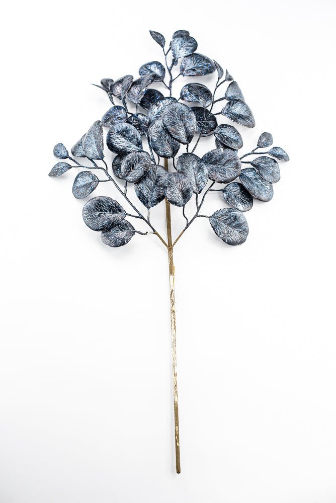 Artificial Navy Midnight Metallic Leaf Spray - 26" - Greenery MarketArtificial Flowers235697