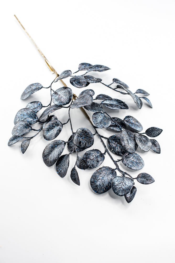 Artificial Navy Midnight Metallic Leaf Spray - 26" - Greenery MarketArtificial Flowers235697