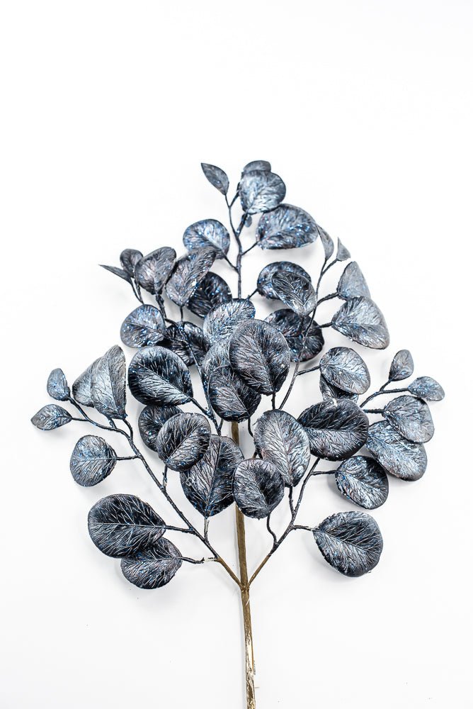 Artificial Navy Midnight Metallic Leaf Spray - 26" - Greenery MarketArtificial Flowers235697