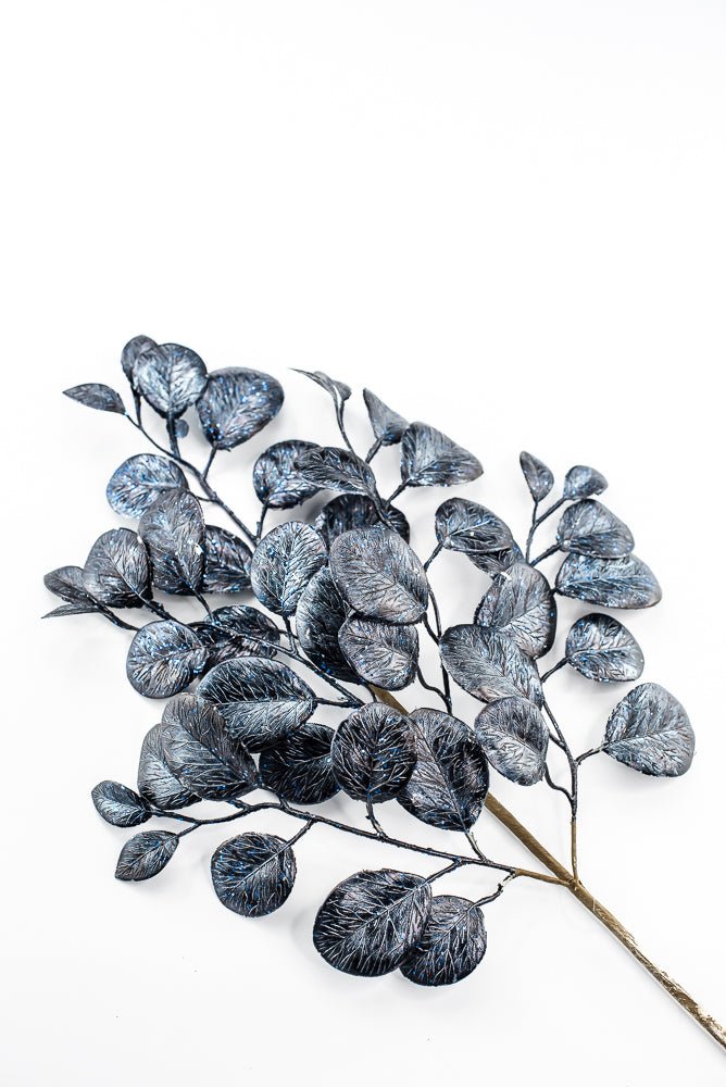 Artificial Navy Midnight Metallic Leaf Spray - 26" - Greenery MarketArtificial Flowers235697