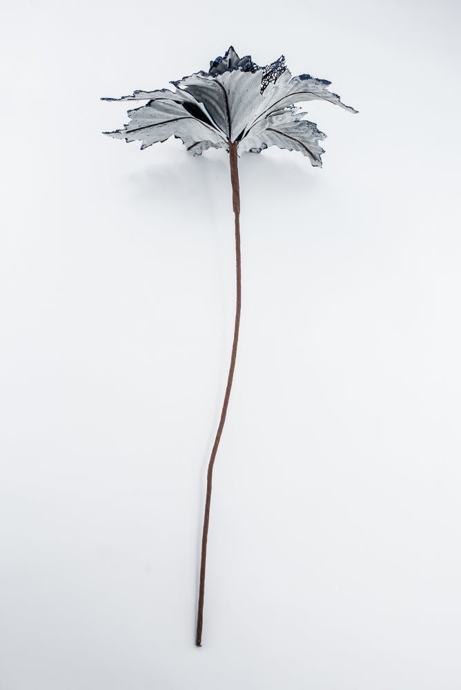 Artificial Navy Velvet Glitter Poinsettia Stem - 20" - Greenery MarketArtificial Flowers253268