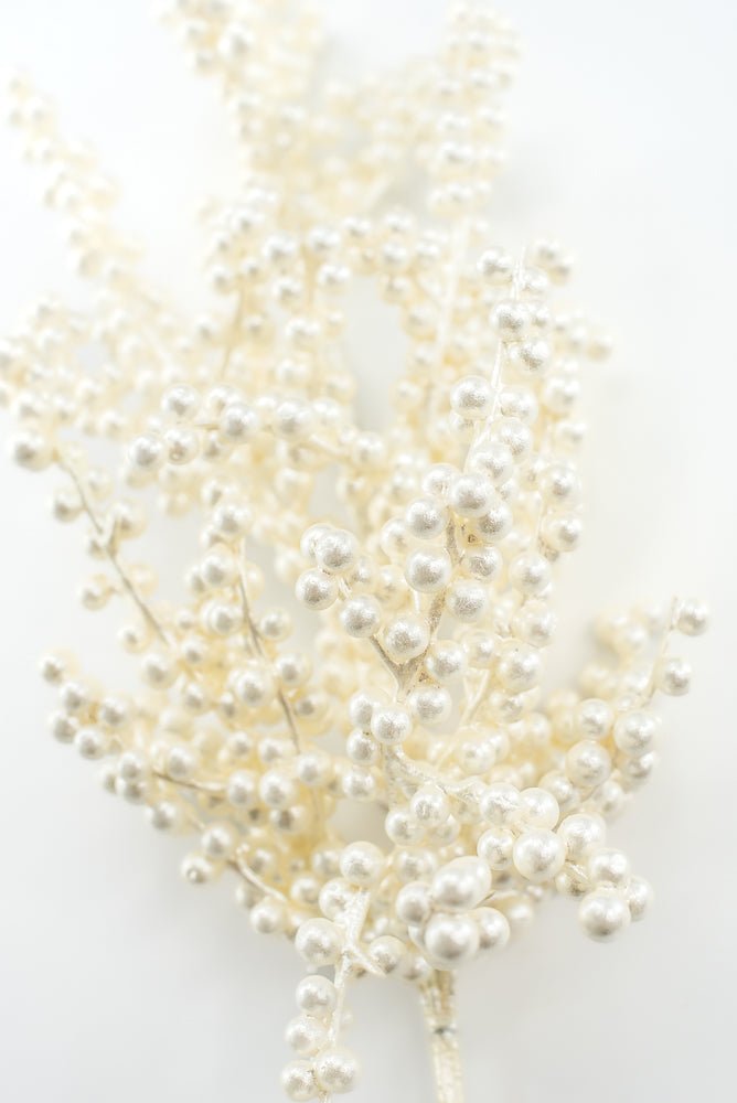 Artificial, Off White, Pearl Berry Spray - 26" - Greenery MarketArtificial FloraXB683-W