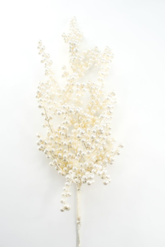 Artificial, Off White, Pearl Berry Spray - 26" - Greenery MarketArtificial FloraXB683-W