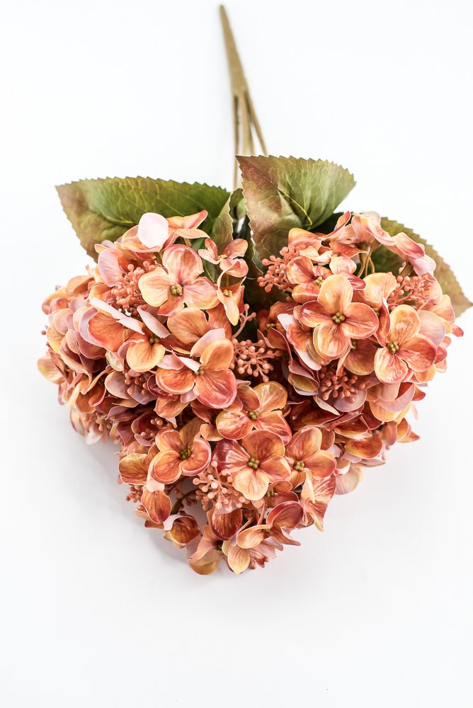 Artificial Orange Hydrangea Bush - 17" - Greenery MarketArtificial Flora85981-OR