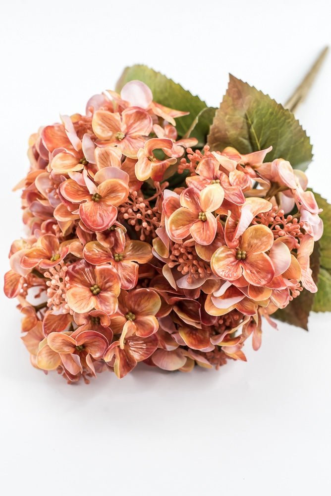 Artificial Orange Hydrangea Bush - 17" - Greenery MarketArtificial Flora85981-OR