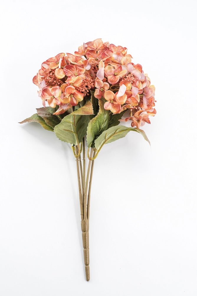 Artificial Orange Hydrangea Bush - 17" - Greenery MarketArtificial Flora85981-OR