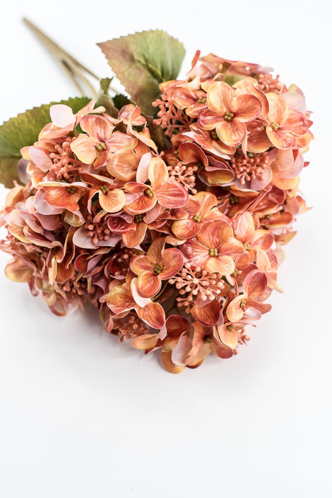 Artificial Orange Hydrangea Bush - 17" - Greenery MarketArtificial Flora85981-OR