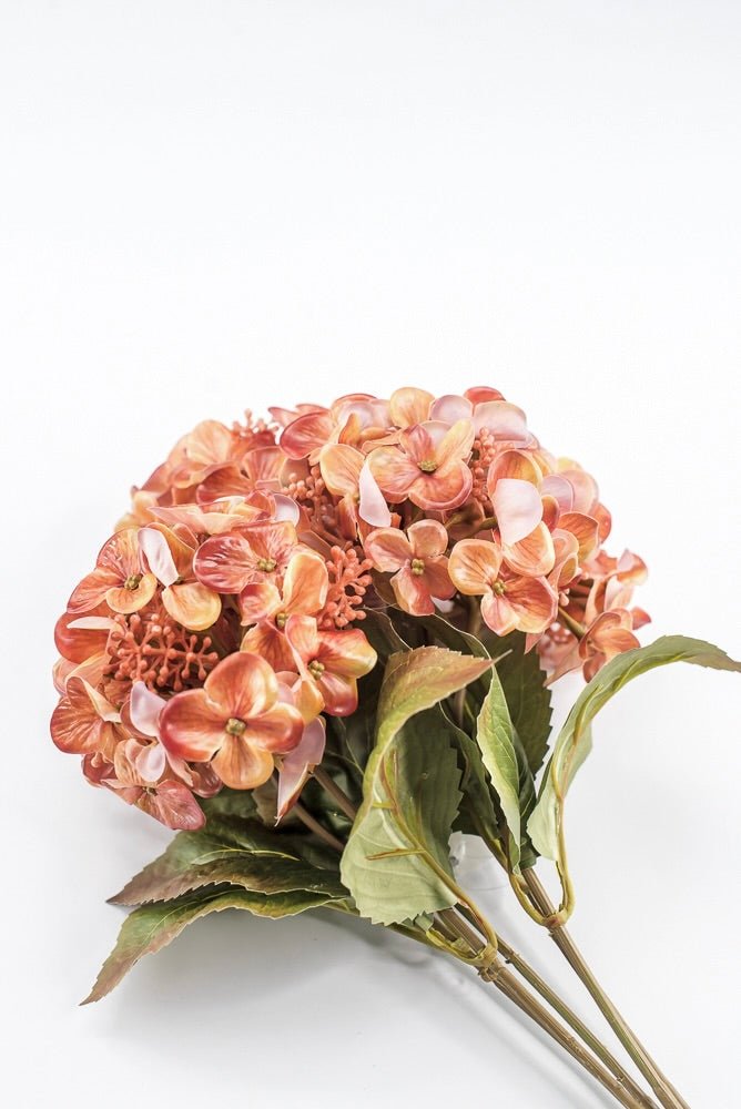 Artificial Orange Hydrangea Bush - 17" - Greenery MarketArtificial Flora85981-OR