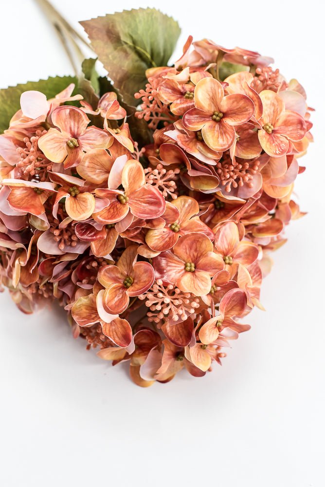 Artificial Orange Hydrangea Bush - 17" - Greenery MarketArtificial Flora85981-OR