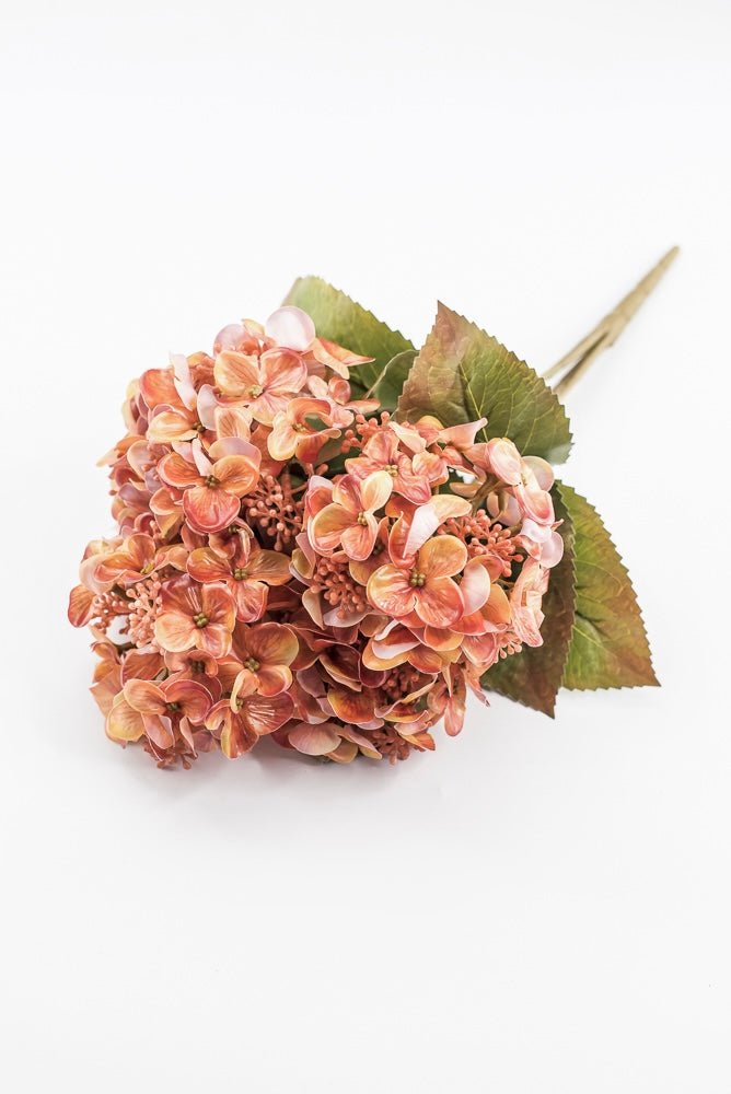 Artificial Orange Hydrangea Bush - 17" - Greenery MarketArtificial Flora85981-OR