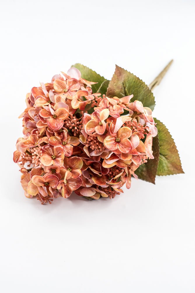 Artificial Orange Hydrangea Bush - 17" - Greenery MarketArtificial Flora85981-OR