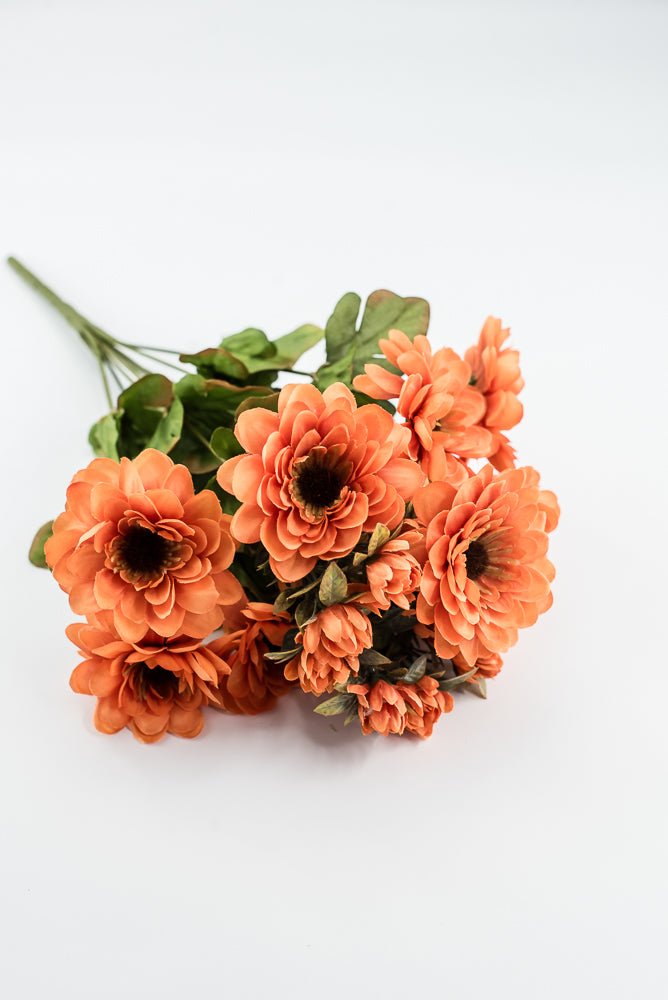 Artificial Orange Zinnia Bush - 17" - Greenery MarketArtificial Flora57536OR
