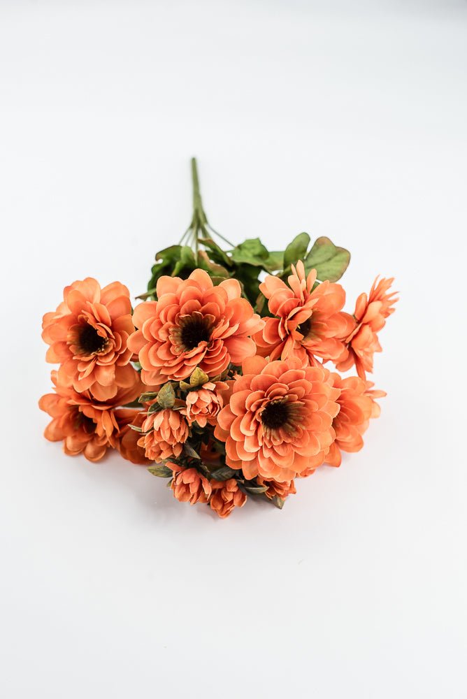 Artificial Orange Zinnia Bush - 17" - Greenery MarketArtificial Flora57536OR
