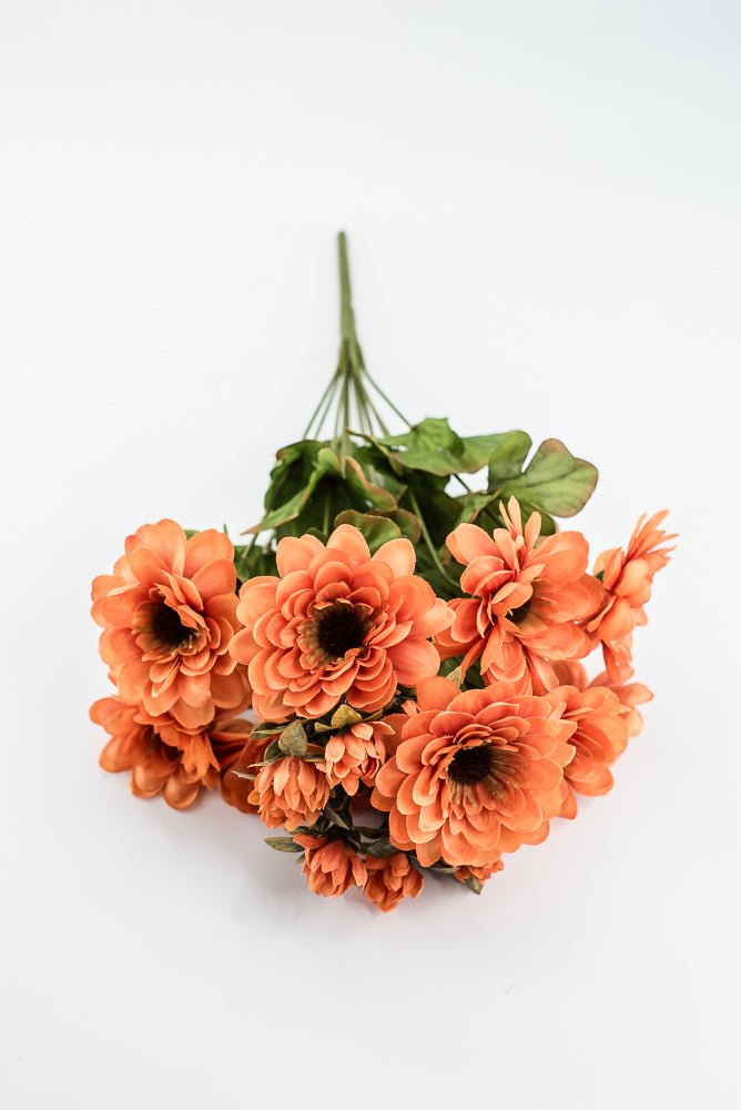 Artificial Orange Zinnia Bush - 17" - Greenery MarketArtificial Flora57536OR