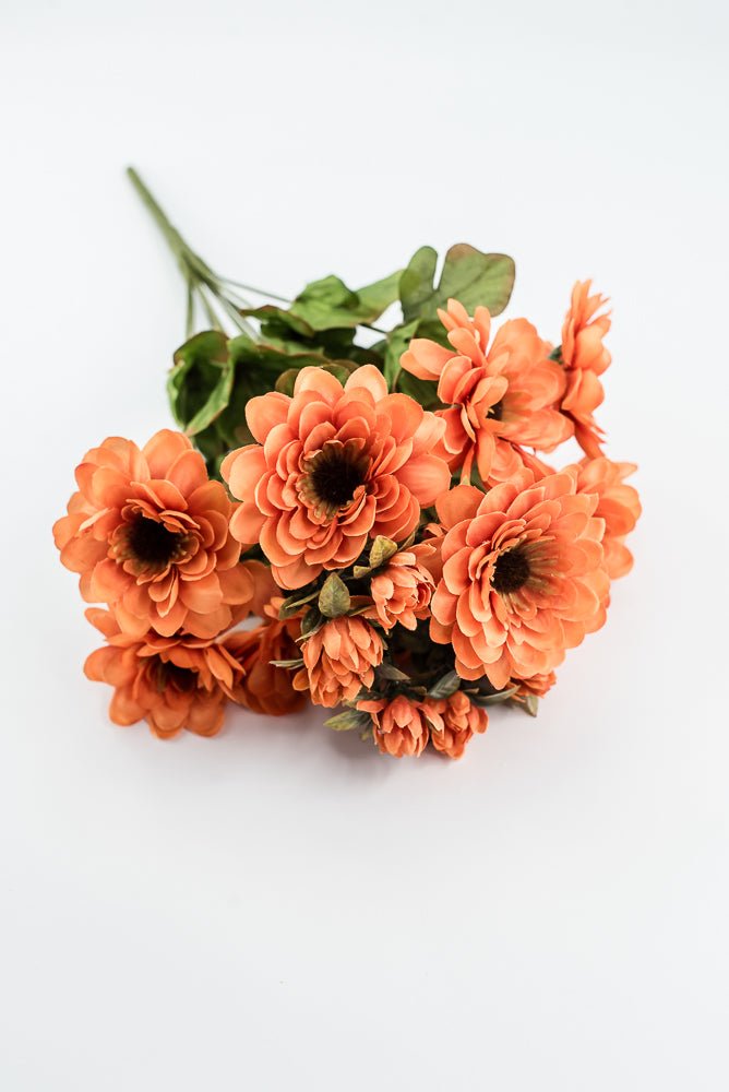 Artificial Orange Zinnia Bush - 17" - Greenery MarketArtificial Flora57536OR