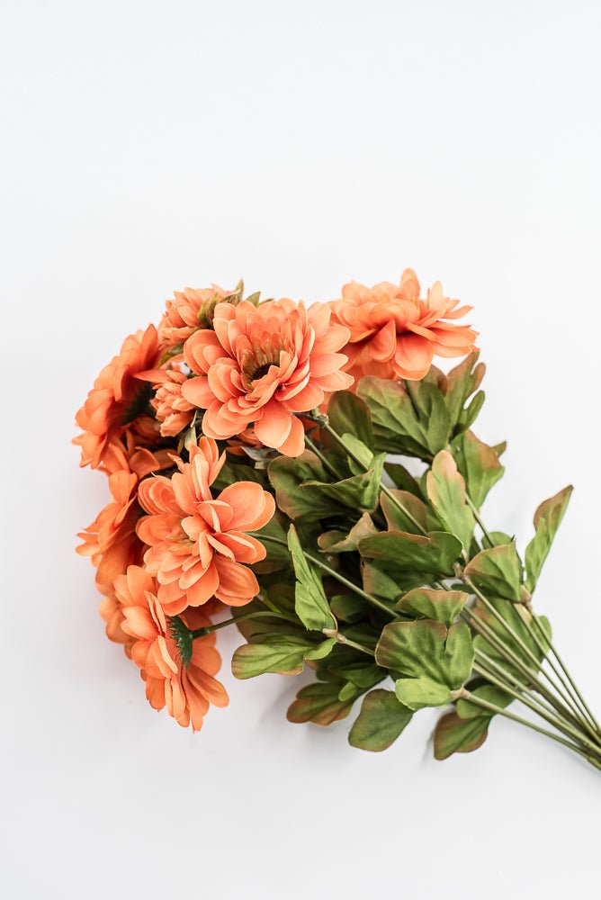 Artificial Orange Zinnia Bush - 17" - Greenery MarketArtificial Flora57536OR