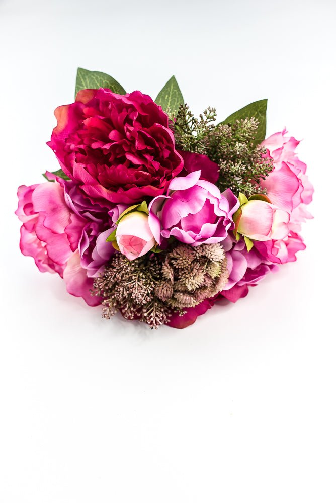 Artificial Peony And Sedum Flower Bundle - Pink - Greenery MarketFBP038 - BT/BB