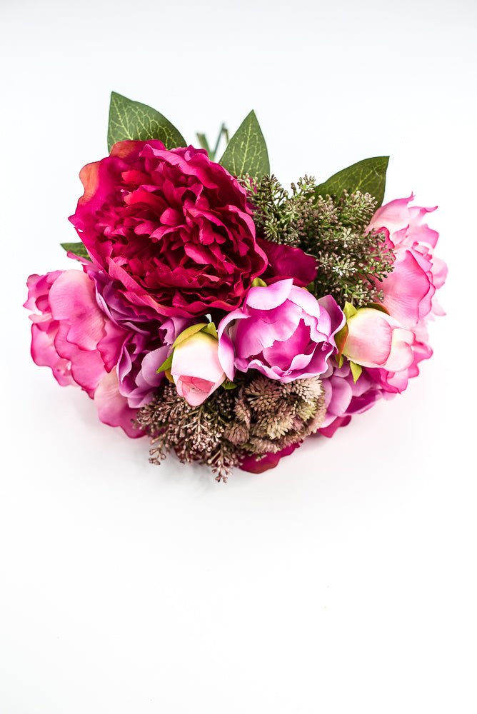Artificial Peony And Sedum Flower Bundle - Pink - Greenery MarketFBP038 - BT/BB