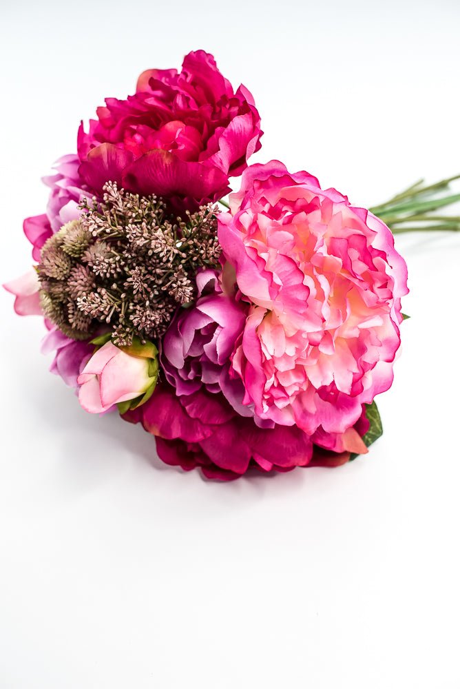 Artificial Peony And Sedum Flower Bundle - Pink - Greenery MarketFBP038 - BT/BB
