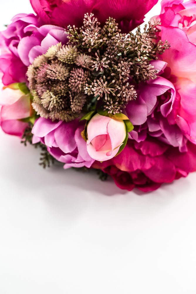 Artificial Peony And Sedum Flower Bundle - Pink - Greenery MarketFBP038 - BT/BB