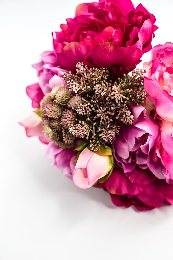 Artificial Peony And Sedum Flower Bundle - Pink - Greenery MarketFBP038 - BT/BB