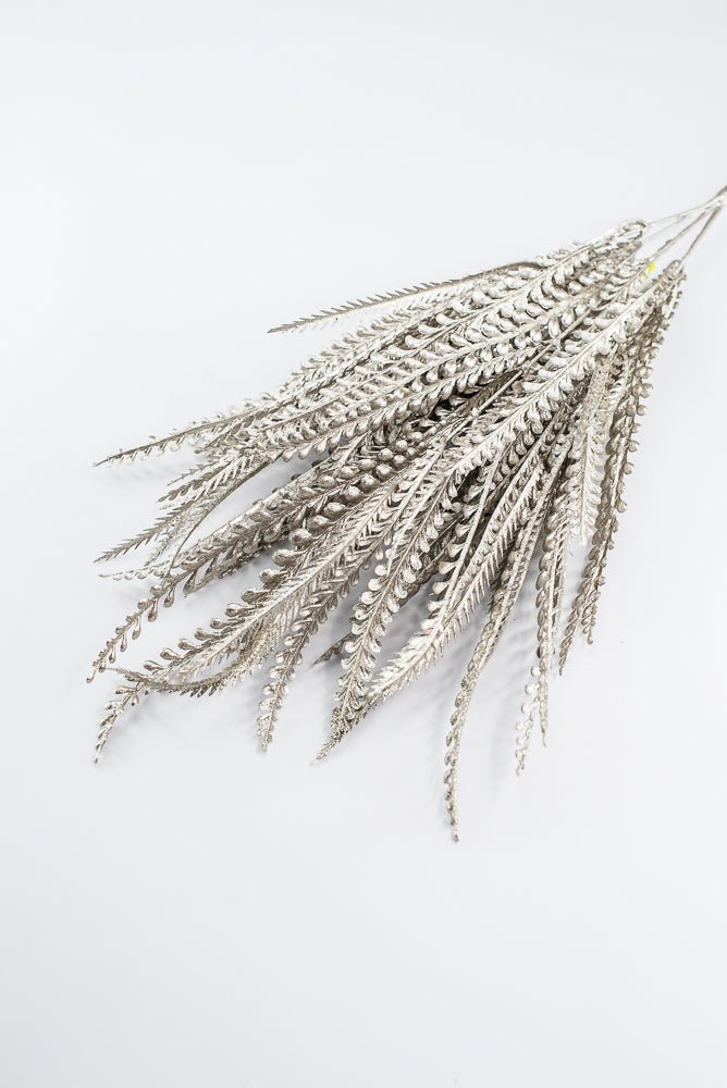 Artificial, Pewter Metallic, Button & Sword Fern Bush - 22" - Greenery MarketArtificial Flora86889PT