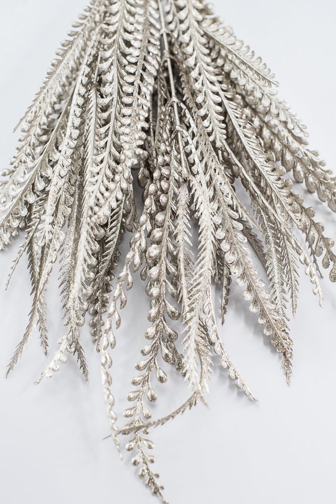Artificial, Pewter Metallic, Button & Sword Fern Bush - 22" - Greenery MarketArtificial Flora86889PT