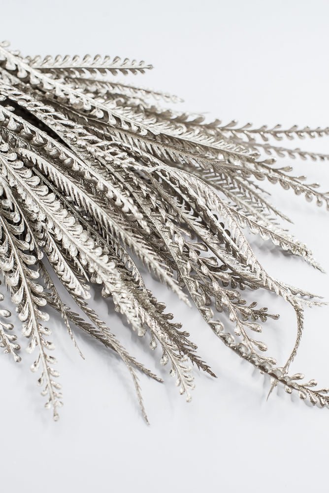 Artificial, Pewter Metallic, Button & Sword Fern Bush - 22" - Greenery MarketArtificial Flora86889PT