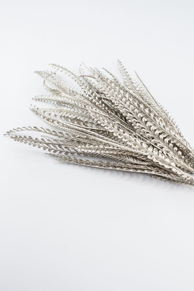 Artificial, Pewter Metallic, Button & Sword Fern Bush - 22" - Greenery MarketArtificial Flora86889PT