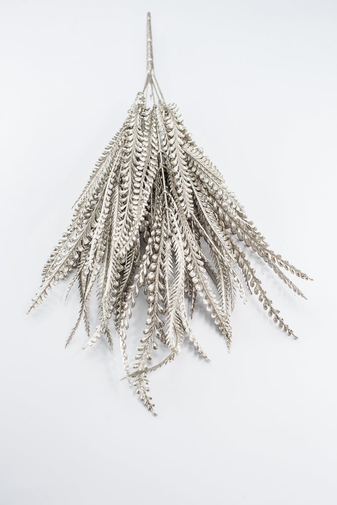 Artificial, Pewter Metallic, Button & Sword Fern Bush - 22" - Greenery MarketArtificial Flora86889PT