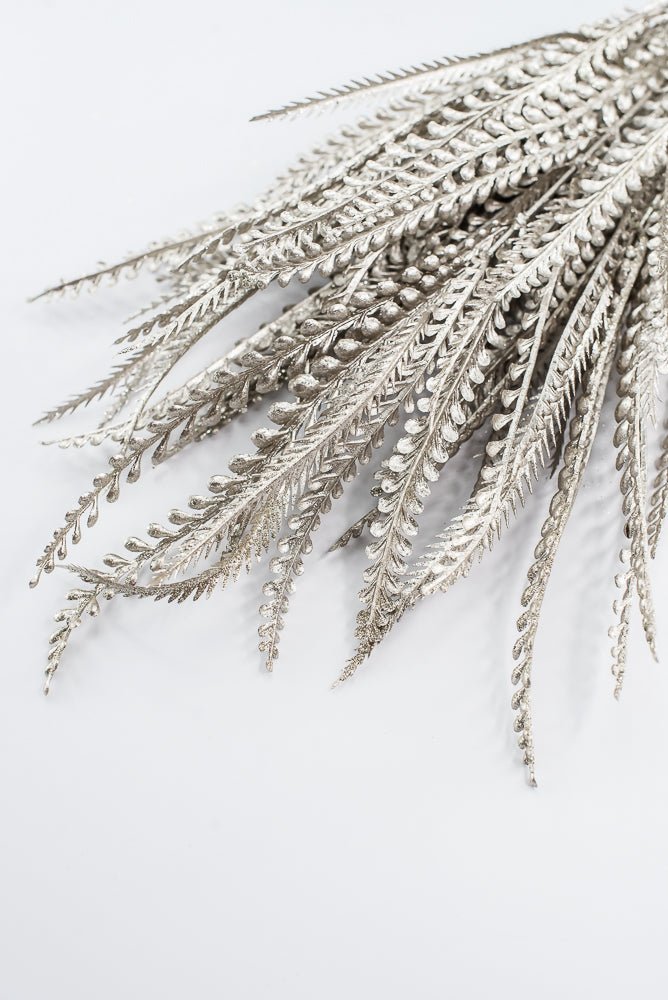 Artificial, Pewter Metallic, Button & Sword Fern Bush - 22" - Greenery MarketArtificial Flora86889PT