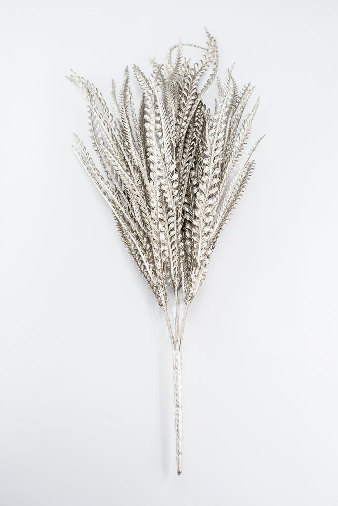Artificial, Pewter Metallic, Button & Sword Fern Bush - 22" - Greenery MarketArtificial Flora86889PT