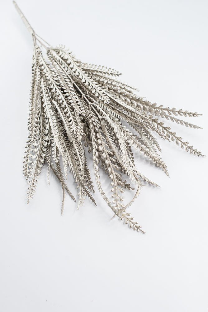 Artificial, Pewter Metallic, Button & Sword Fern Bush - 22" - Greenery MarketArtificial Flora86889PT