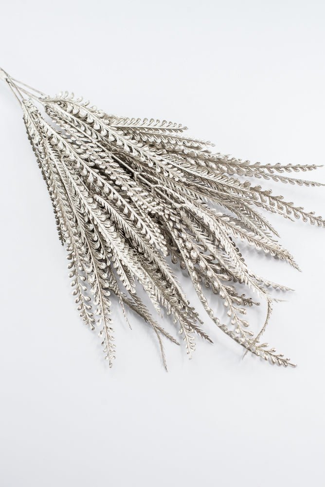 Artificial, Pewter Metallic, Button & Sword Fern Bush - 22" - Greenery MarketArtificial Flora86889PT