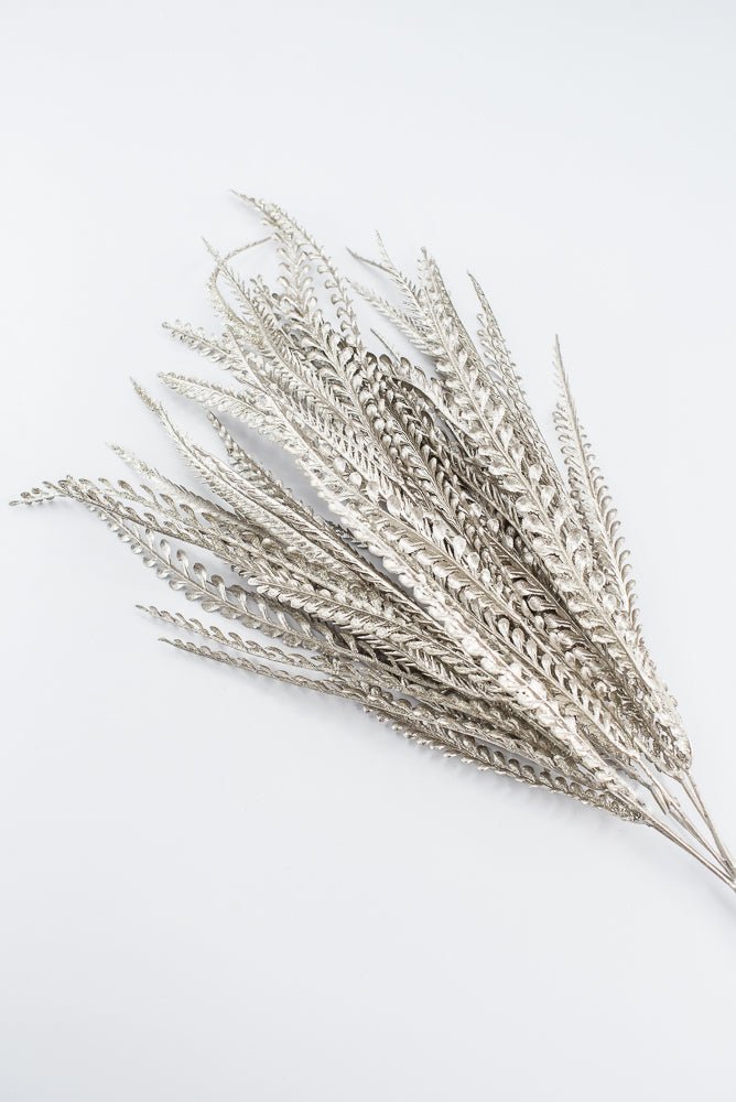 Artificial, Pewter Metallic, Button & Sword Fern Bush - 22" - Greenery MarketArtificial Flora86889PT