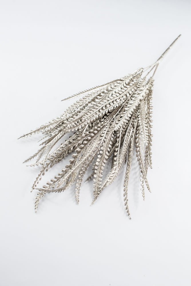Artificial, Pewter Metallic, Button & Sword Fern Bush - 22" - Greenery MarketArtificial Flora86889PT